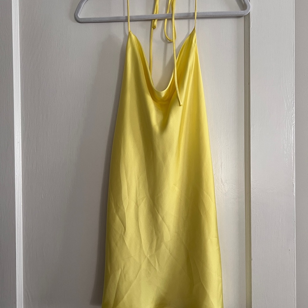 Zara Yellow Halter Slip Dress - Picture 3 of 8